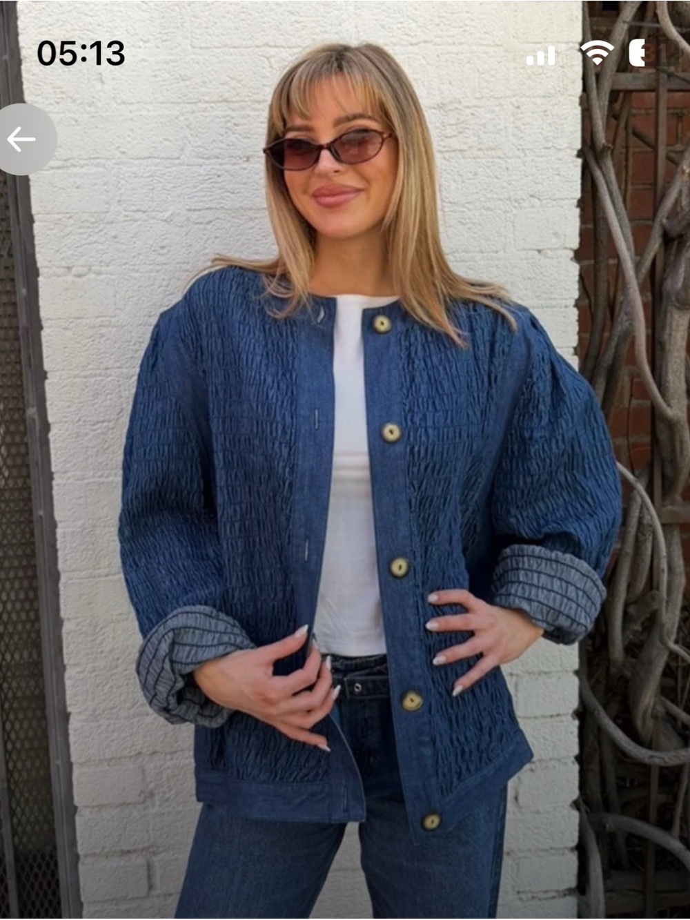 Women's Navy Textured Jean Jacket